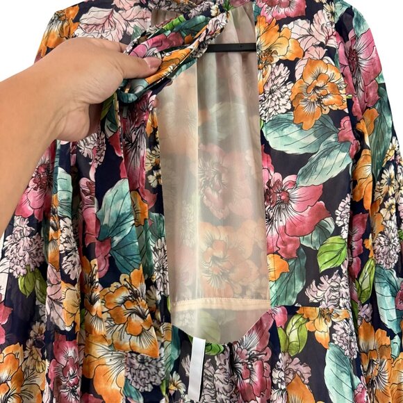 Rachel Pally Birdie Floral High Neck Open Back Asymmetric Midi Dress Womens XS - Picture 6 of 8